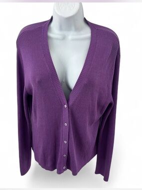 Christian Bérard Y2K Classic V-Neck Button-Front Purple Women's Sweater